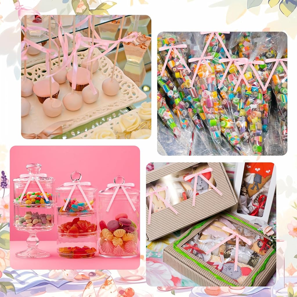 PATPAT® 50Pcs 2.5 Inch Pink Satin Ribbon Bows with Flexible Wire & 1 Roll Pink Lace, Gift Wrapping, Party Favors, DIY Crafts, Elegant Table Setting, Baby Shower, Wedding, Birthday Decor Set PATPAT® 50Pcs 2.5 Inch Pink Satin Ribbon Bows with Flexible Wire & 1 Roll Pink Lace, Gift Wrapping, Party Favors, DIY Crafts, Elegant Table Setting, Baby Shower, Wedding, Birthday Decor Set